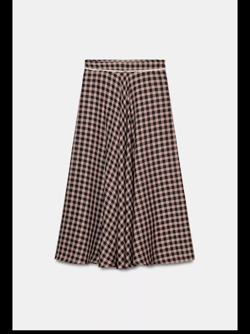 Zara gingham Checked Midi Skirt - Picture 5 of 8
